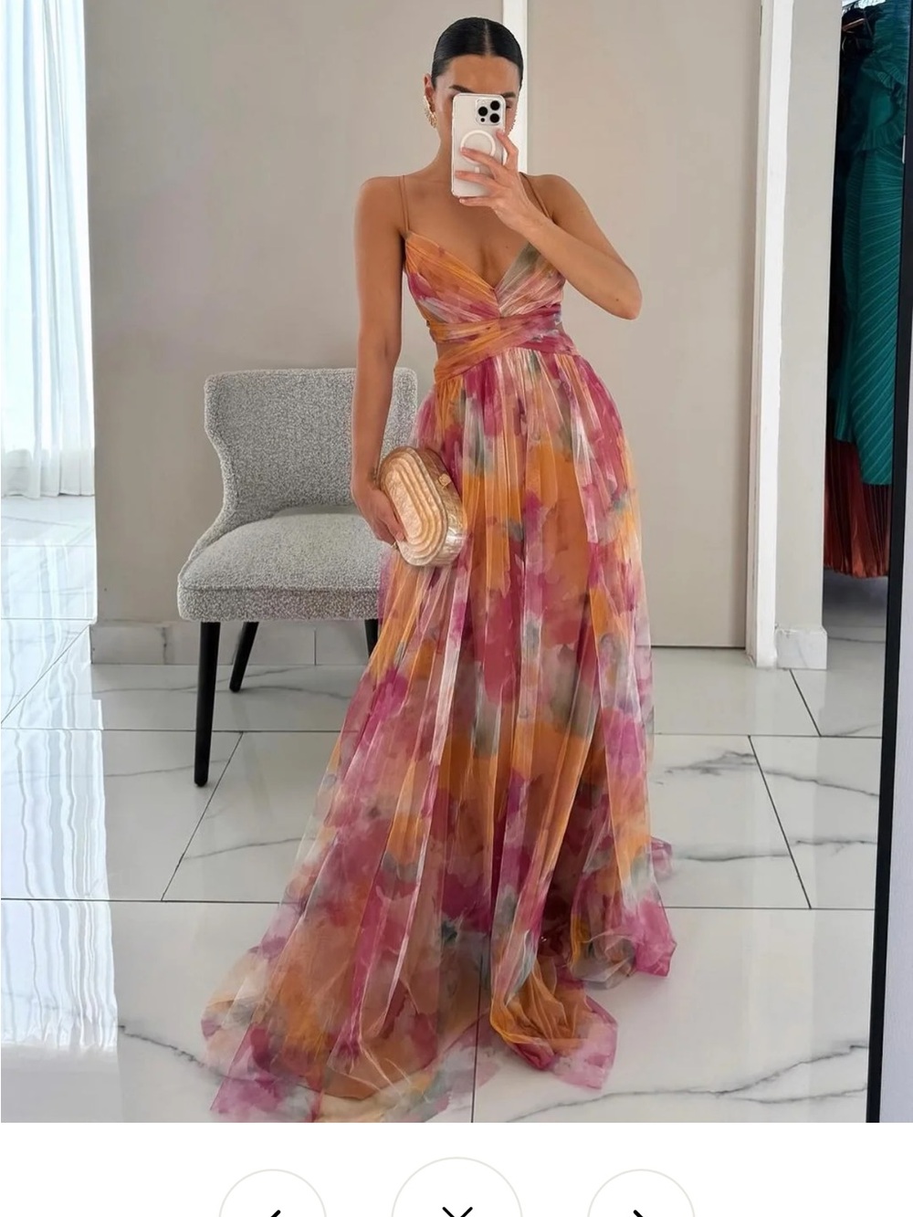Floral Watercolor Wrap Maxi Dress in Pink & Orange